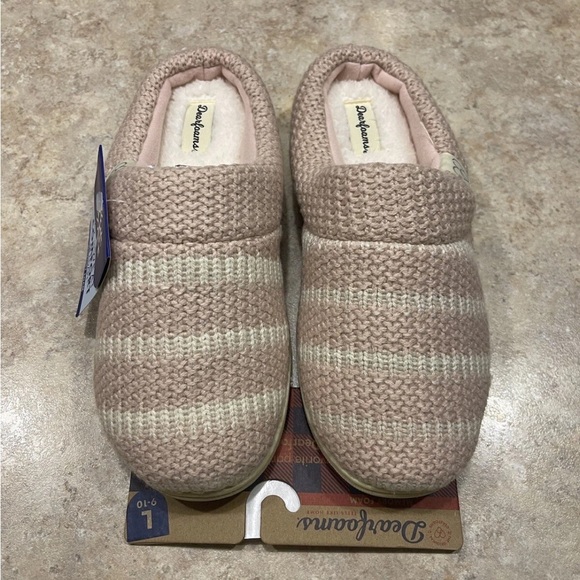 NWT - Dearfoams Memory Foam Womens  Knit Clog Slipper - Dusty Pink Large 9-10 - Picture 1 of 5